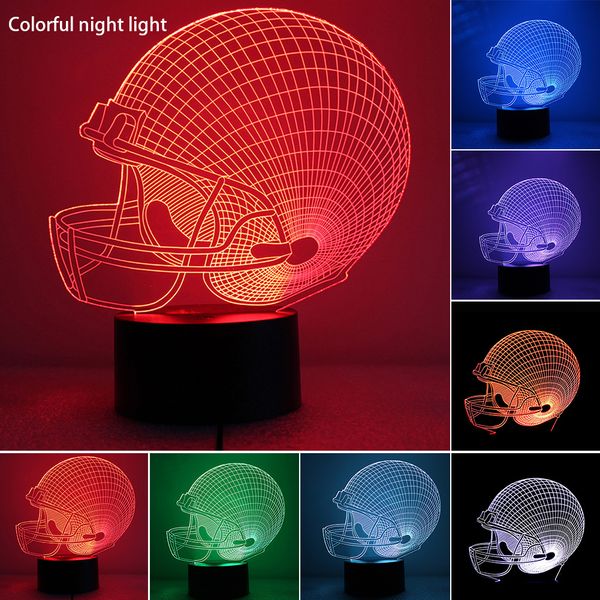

7 color gradient color sports caps gifts night lights football helmet 3d touchable party