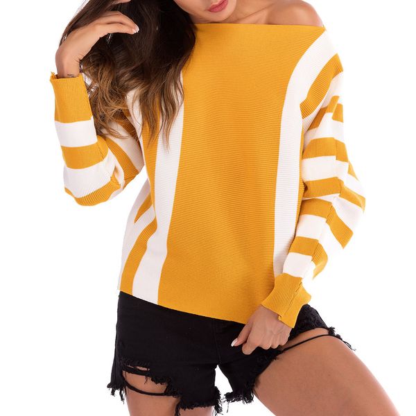 

women colorblock o neck long sleeve knitted sweater jumper pullover blouse autumn and winter fashion sweater pullover 76, White;black