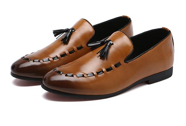 

men's dress shoes designer pu leather casual driving oxfords flats shoes mens loafers moccasins shoes for men, Black