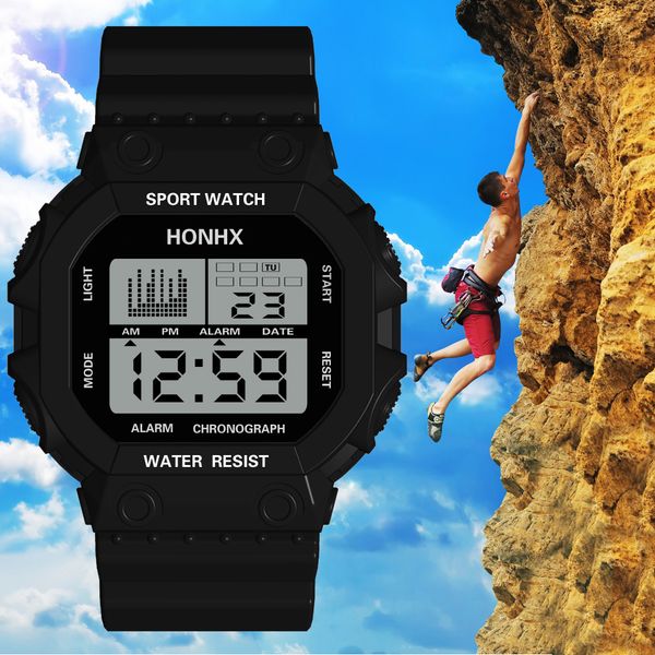 

2019 honhx men women watches multi function alarm clock calendar waterproof sports fashion electronic watch relogio clock reloj, Slivery;brown