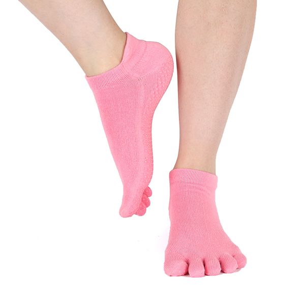 

professional women men yoga socks cotton non-slip five toe fitness sports socks pilates ankle grip durable warm exercise sock, Black