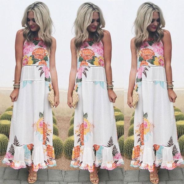 

Women boho floral long maxi dre evening party beach dre e ummer undre leevel bohemian beach dre fa hion