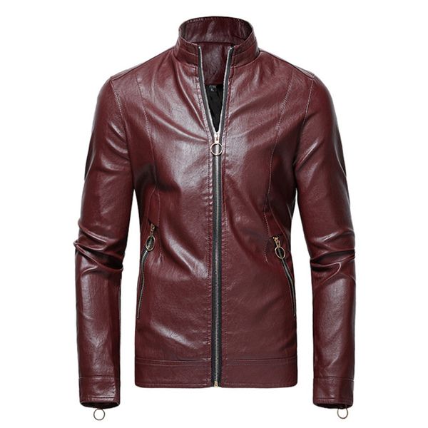 

mens leather jacket for autumn&winter leather biker motorcycle zipper long sleeve coat blouses with oversized rainproof, Black;brown