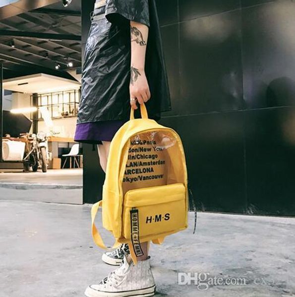 

harajuku clear canvas letter women backpacks school bags for teenage girls female quality travel backpack bookbag mochila
