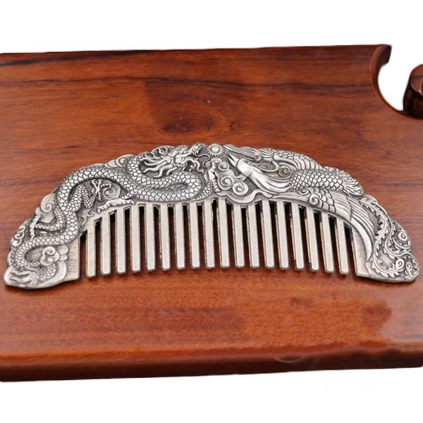 

laojunlu imitation antique dragon and phoenix chengxiang copper combs phoenix hair combs white copper dressing supplies