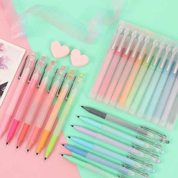 

new 12pcs/lot 0.5mm kawaii macaroon colors gel pen set ballpoint pens graffiti brush pen school office stationery supplies