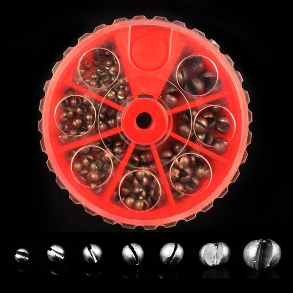 

walk fish 5/7 compartments fishing sinker set split lead ssinker round split sbite lead fishing tackle