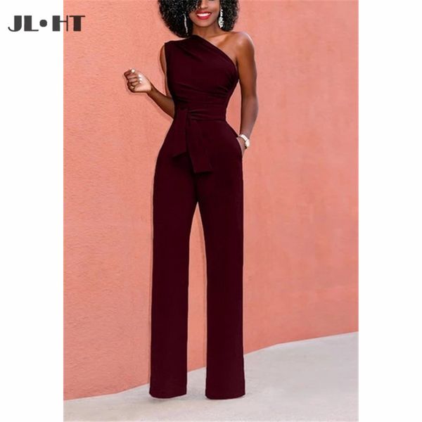

cool burgundy black jumpsuit one shoulder evening dresses pockets prom gown elastic satin pants evening dress custom made, White;black