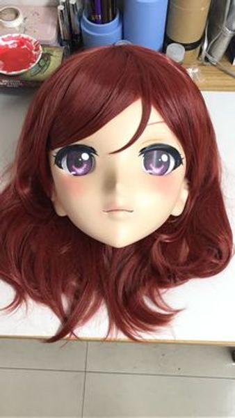 

lili mask-30) сладкая девушка смола маска для головы kigurumi косплей японская ролевая игра аниме-силиконовая маска kigurumi трансвеститная, Black;red