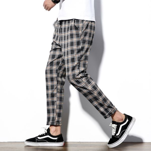 

2018 New Men Plaid Casual Pant Male Women Streetwear Fashion Hip Hop Harem Trousers Elastic Waist Jogger Sweatpants Size M-5XL
