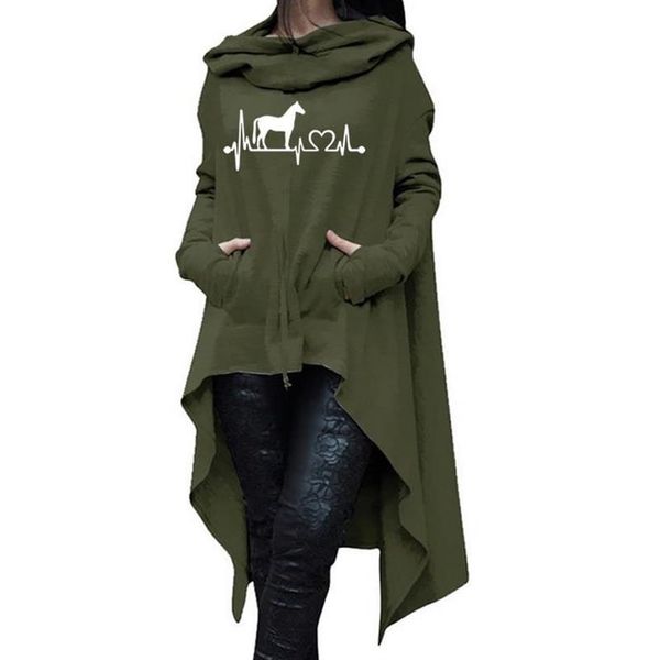 

for women long irregular animal print hoodies sweatshirts women kawaii cotton harajuku pattern girls plus size comfortable, Black