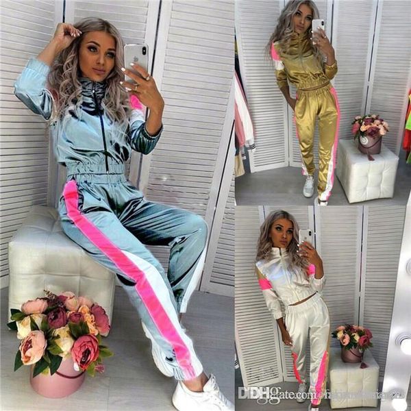 

womens sports designer 2pcs tracksuits stand collar long sleeve fashion female clothing sport style casual apparel, Gray