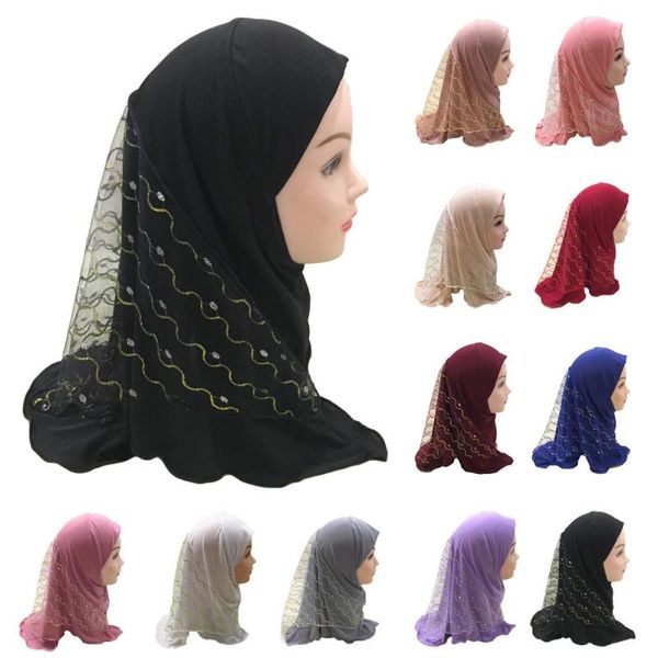 

ethnic clothing one piece amira hijab muslim kids girls mesh hat headscarf shawl wrap islamic prayer ramadan cover headwear cap middle east, Red