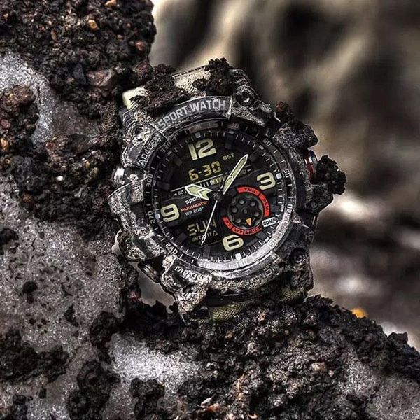 

2020 mens sports watches g style military waterproof wristwatches shock analog quartz digital watch men relogio masculino reloj, Slivery;brown