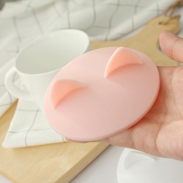 

cute cat ear water drinking cup lid 10cm silicone anti-dust bowl cover cup seals glass mugs cap heat resistant tea cup lids dbc bh3576