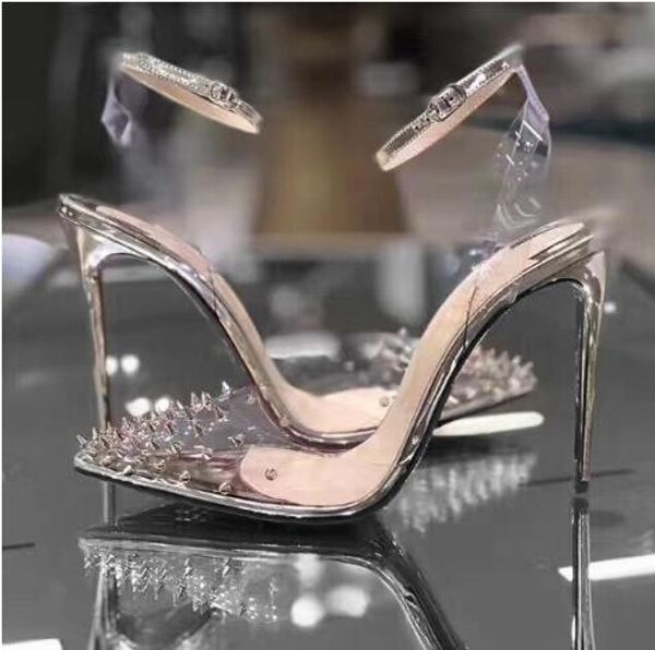 

Последний горячий продавец женских красных каблуков мода прозрачные заклепки ме