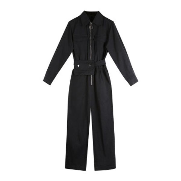 

women fashion cargo high waist jumpsuits loose casual wide leg rompers female breathable black clothing s-xl, Black;white