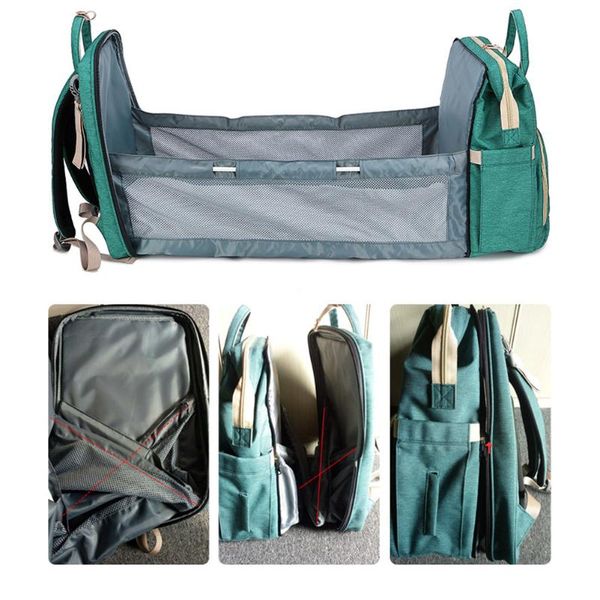 

mom backpack folding crib fashion zipper nappy changing waterproof baby care large capacity oxford cloth with stroller hook