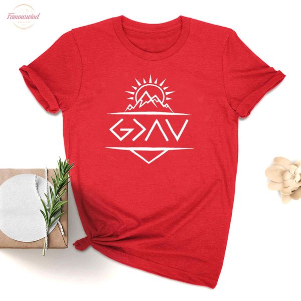 

god is greater than high and low christian summer women tee faith t shirt white female clothing girls shirts drop