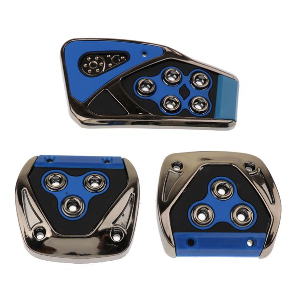 

3x universal non-slip accelerator brake foot pedals pad covers blue