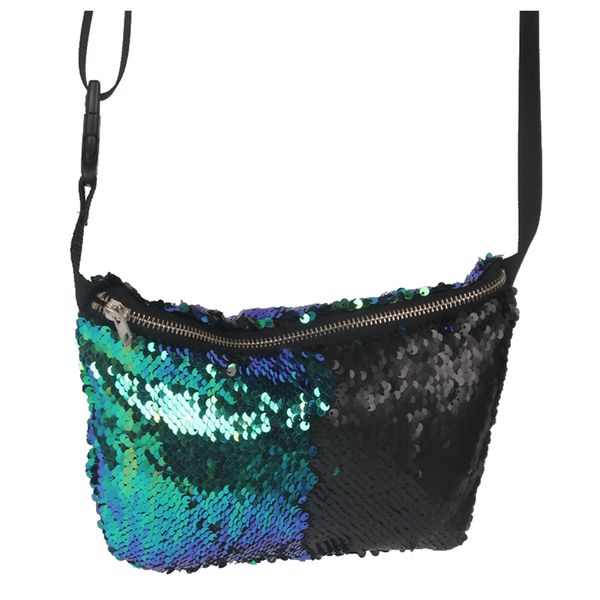 

fggs-fashion mermaid sequins purse bag oblique shoulder bags double-color(blue and black