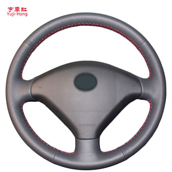 

yuji-hong artificial leather car steering covers case for 307 2004-2010 hand-stitched cover