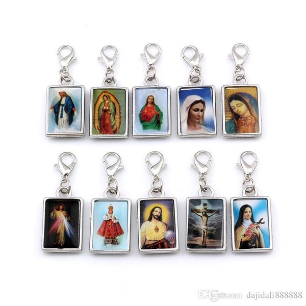 

50шт двусторонний иисуса христа значок floating lobster застежками шарма шариков шарма браслета ювелирных рождественские подарки 13.8x38mm a, Bronze;silver