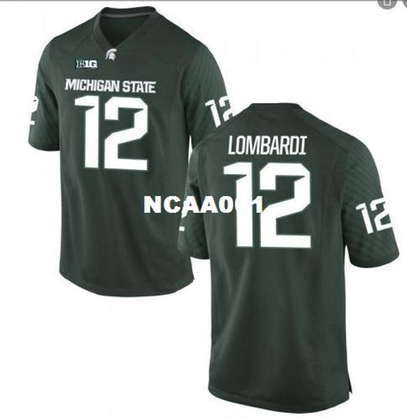 

youth michigan state spartans rocky lombardi #12 youth embroidery college football jersey size s-4xl or custom any name or number jersey, Black;red