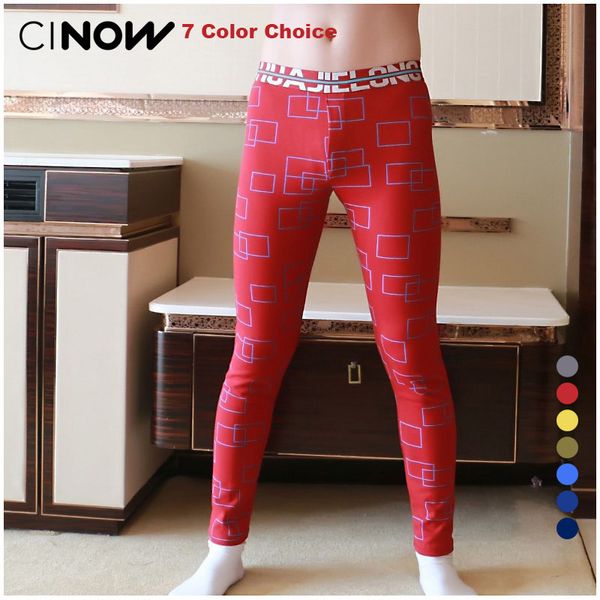 

new male underwear cotton print lattice cotton thermal underwear bottom long johns underpants leggings tights-7color, Black;brown