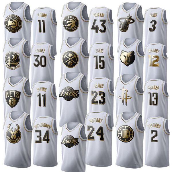 

2020 james 2 leonard 77 doncic 7 durant platinum version basketball clothing, Black