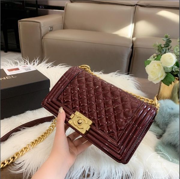 

high-quality handbag women's vintage quilted chain bag sheepskin black boy - striped shoulder bag lady flap bag
