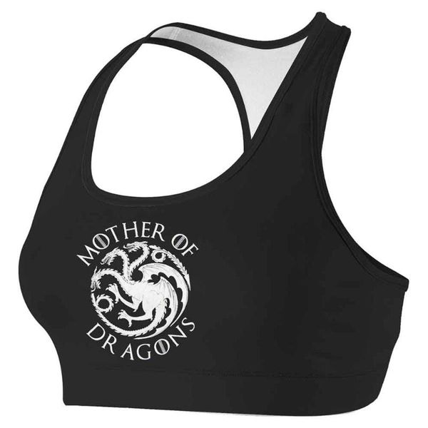 

women's dragon mom mother of dragons training pro sports bras, White;black