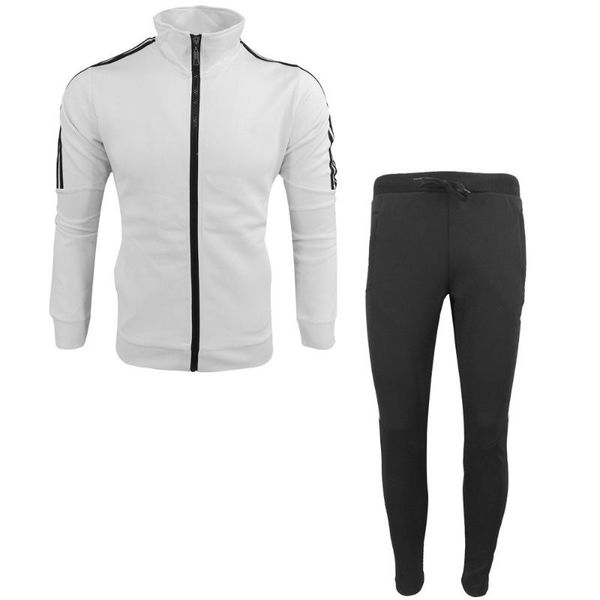 

fdwerynh men's casual sportswear set spring autumn jacket + long pants slim fit loose 2 pcs sportswear suit, Gray