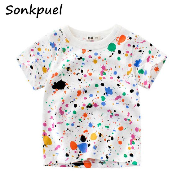 

2019 children boys t-shirts summer baby girls clothes 2-8y kids boy short sleeve t shirt outfit toddler cotton cartoon tees, White