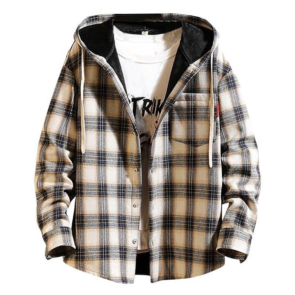 

thick winter men's plaid shirt fashion personality lattice casual long sleeve shirts male hooded velvet lining, White;black