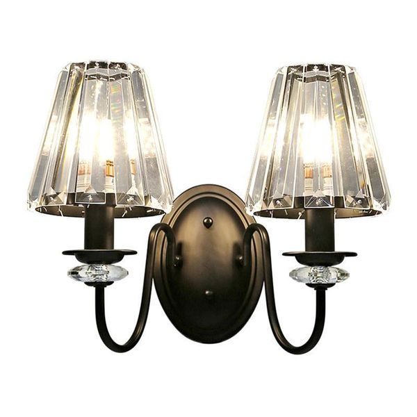 

american simple iron crystal wall lamp modern living room wall single double head wall lamp light bedroom bedside lamp