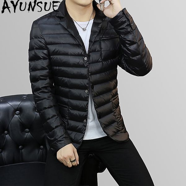 

ayunsue 2019 ultra light down jacket men autumn winter duck down puffer jacket men casual korean coat men's jackets kj2465, Black