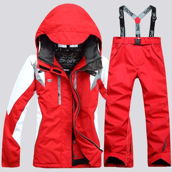 

women's winter jackets hooded windproof thicken warm coat women ski jacket and pant suits snowboard set female skiing suit
