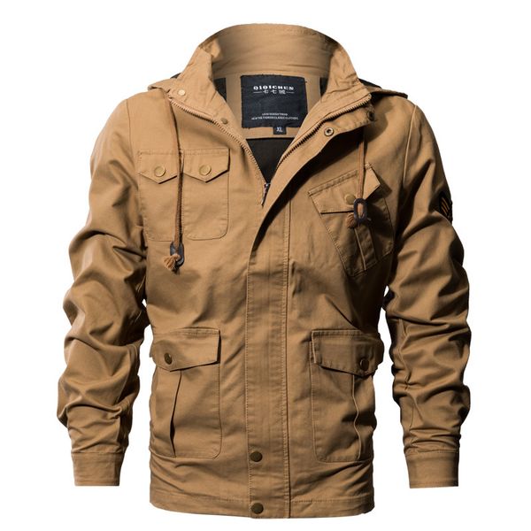 

large size men's jacket multi-pocket european and american windbreaker jacket 3d, Black;brown