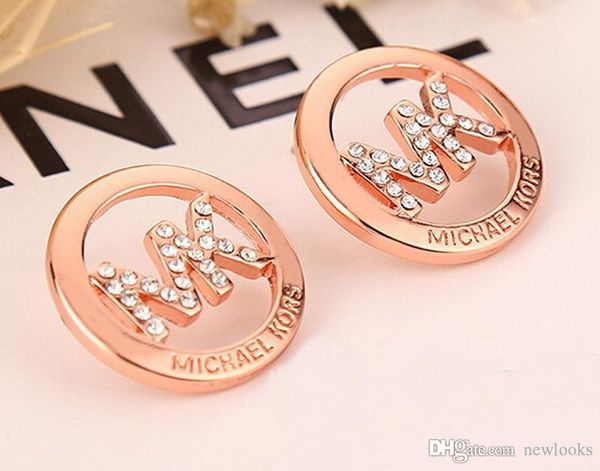 

008 Letter Earrings Natural Crystal Wholesale Fashion Small Silver Plated Jewelry Men And Women Earrings