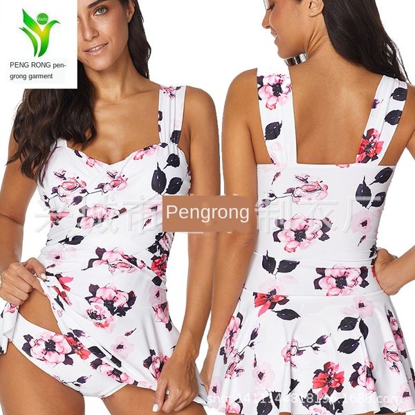 

printed large size split lady printed large size split swimsuit lady swimsuit swimsuit, White;black