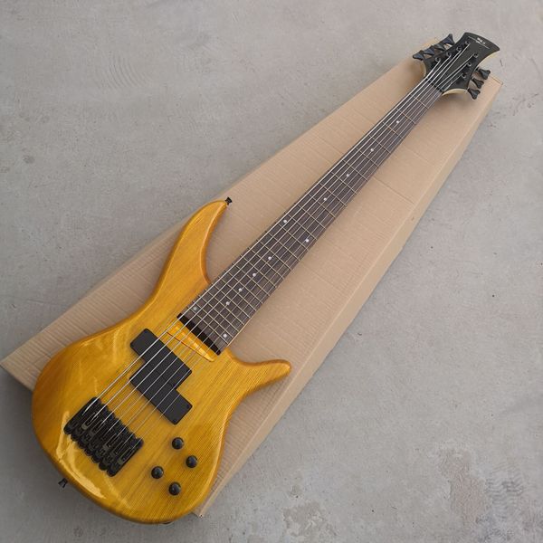 

rare 7 strings bass natural wood colour electric bass guitar 7 strings bass