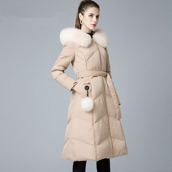 

kmetram down jacket woman hooded winter jacket women clothes 2019 fur collar korean long coat female parka chaqueta mujer my, Black