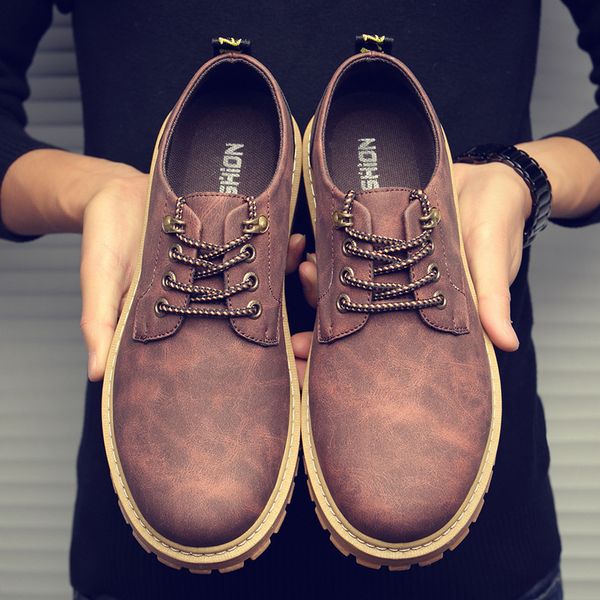 

англия роскошные кожаные ботинки мужчины официально платье моды oxfords осень новый обрезной шнуровка нескользящие открытый мужская обувь s2, Black