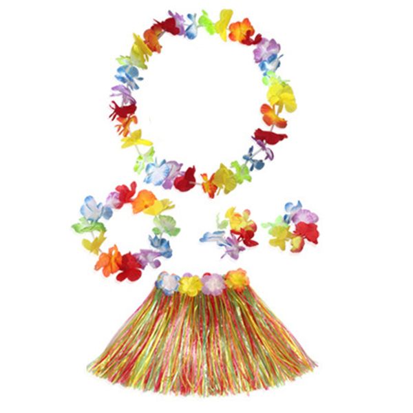 

kids girls hawaiian luau grass hula dance skirt headband costume suit for party