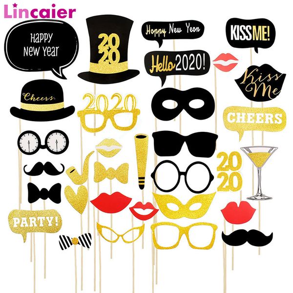 

32pcs p booth props 2020 happy new year 2019 merry christmas eve decorations for home xmas ornaments gift tree santa claus