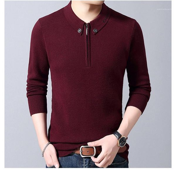 

sweater fashion half zipper mens sweater designer long sleeve lapel neck pullover sweater casual slim mens, White;black