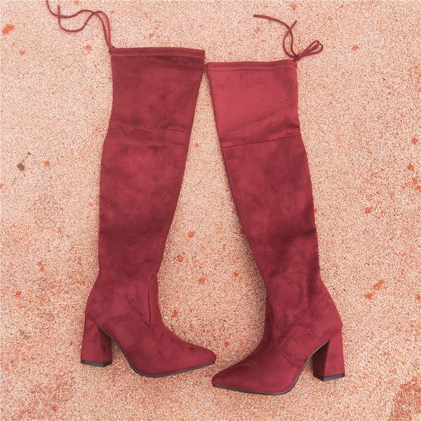 

female womens shoes winter for women overknee woman elastic high boots, Black