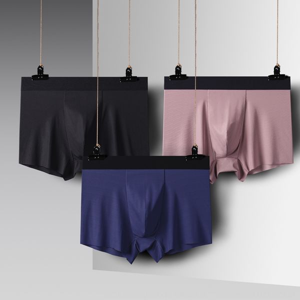 

men's underwear one-piece ice silk ultra thin breathable traceless modal crotch underwear middle waist boxer head, Black;white