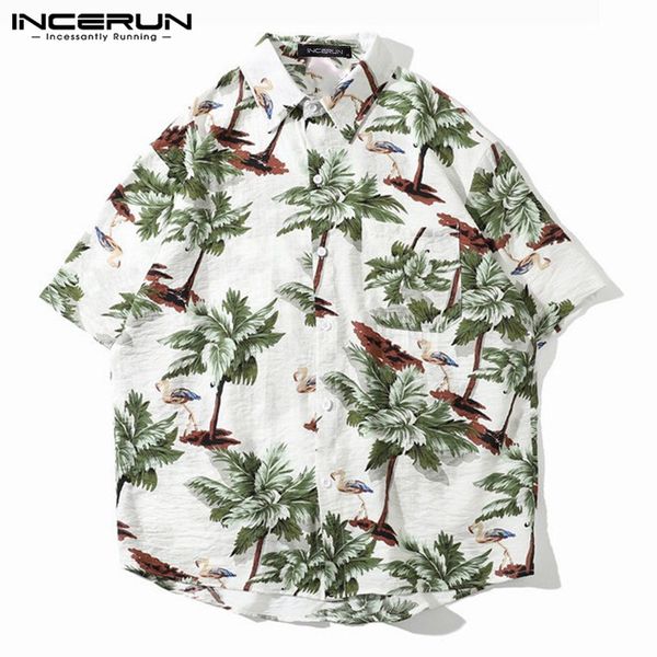 

men's casual shirts 2021 fashion man hawaiian beach floral tropical blusas men printed shirt short sleeve lapel blouse hombre camisa 7, White;black